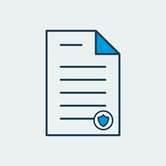 Vector icon of a wet stamped original document. It represents protection of notarized document and importance of securities