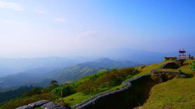 4K video of mountain view at Doi Chang Mub base, Chiang Rai province.