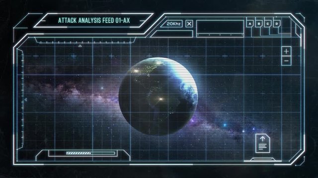 Rockets Attacking Planet Earth - Futuristic Computer HUD