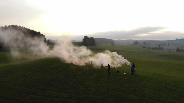 Drone view on smoke bombs