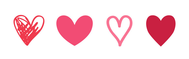 Pink and red hearts on white. Abstract tangled heart. Love symbol. Valentine's day