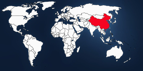 Coronavirus. China on the world map.