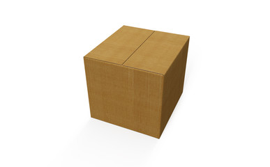 closed cardboard box isolated on white background