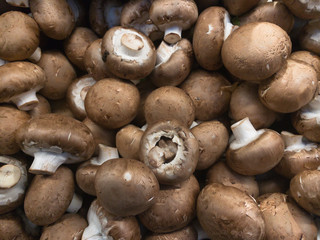 COLMAR, FRANCE - DECEMBER 27, 2019: Champignon mushrooms on the market of Colmar.