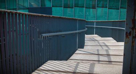 modern public staircase viewed from above descending