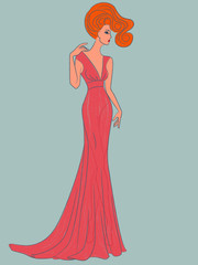 Graceful woman in evening dress