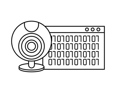 webpage template with binary code numbers and webcam