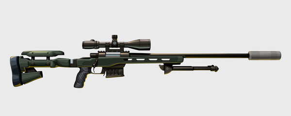 modern sniper rifle on white - obrazy, fototapety, plakaty