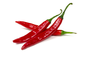 Fresh red hot chilli pepper isolated on a white background.