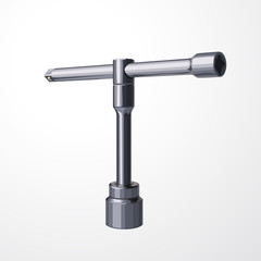 steel socket wrench on white