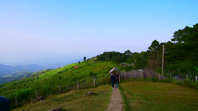 4K video of mountain view at Doi Chang Mub base, Chiang Rai province.