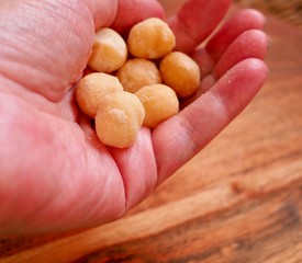 Handful of macadamia nuts 