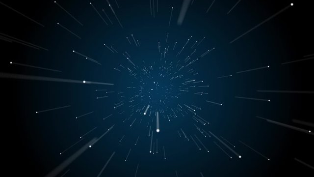 animation of flying stars or balls. Background. Animated small white balls are coming at you. Speedy traveling through a sky of little dots.