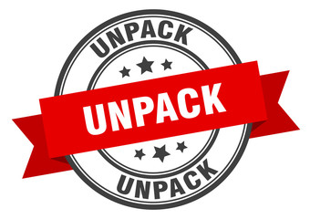 unpack label. unpackround band sign. unpack stamp