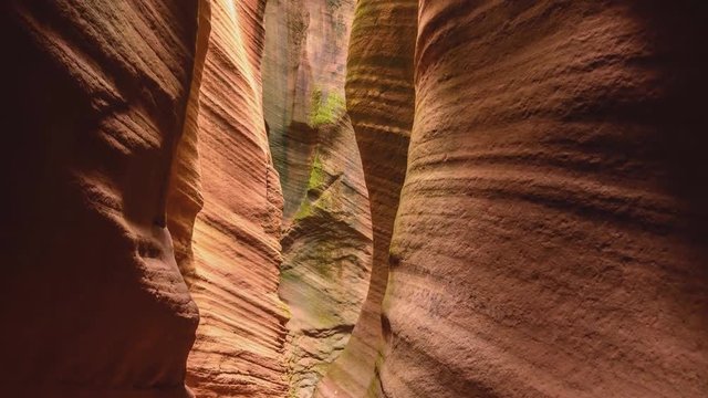 Al-Ula, Saudi Arabia. Beautiful view from the inside of the mountain caves of Al Trulah (time-lapse)