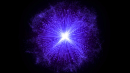 Abstract explosion background. Exploding particles. Blue color.