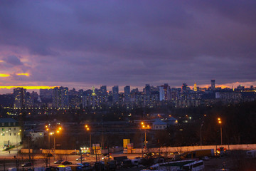 Fototapeta na wymiar Evening in the city Kyiv, Ukraine.