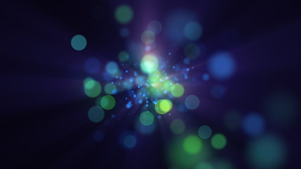 Abstract explosion background. Exploding particles. Blue and green.