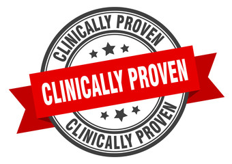 clinically proven label. clinically provenround band sign. clinically proven stamp