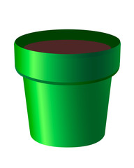 Empty green flower pot. Planter for indoor plants - a subject for gardening - vector full-color drawing.