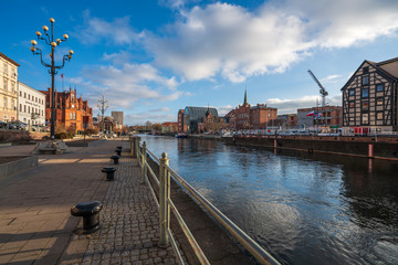 Obraz premium Buildings and architecture of the city of Bydgoszcz in the Kuyavian-Pomeranian Voivodeship