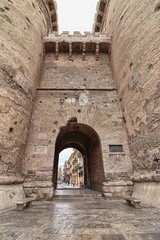 Old city gate Torres de Quart in Valencia, Spain
