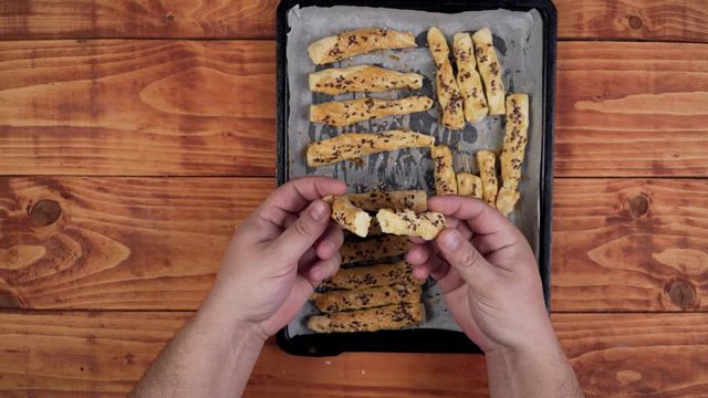 baked dough sticks, fresh from the oven, crispy and tasty.