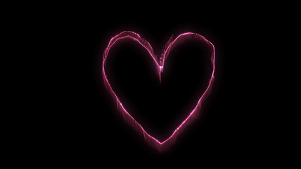 Pink hearts bokeh particles. Magical shimmering light. Valentines day template. Isolated on black background