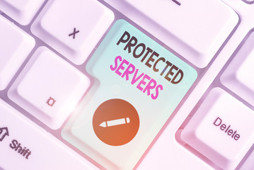 Conceptual hand writing showing Protected Servers. Concept meaning technology for controlling...
