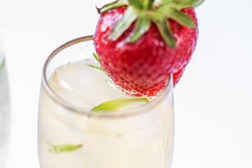 Fresh strawberries and champagne glasses