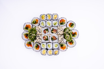  set of rolls for the restaurant menu on a light background15