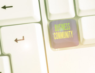 Conceptual hand writing showing Business Community. Concept meaning the showing involved in the...