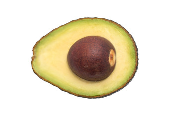 Avocado half cut on isolated white background.Fruit object clipping path