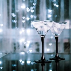 martini glass on a black background