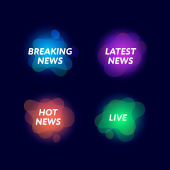 News banner template set. Vector liquid style illustration. Abstract shape with copy space isolated on black background. Design element for web media, article.