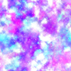 Galaxy seamless pattern. Space universe repeat bright marble abstract liquid background texture. Fluid trendy design. Modern cosmos colorful painting illustration wallpaper with stars