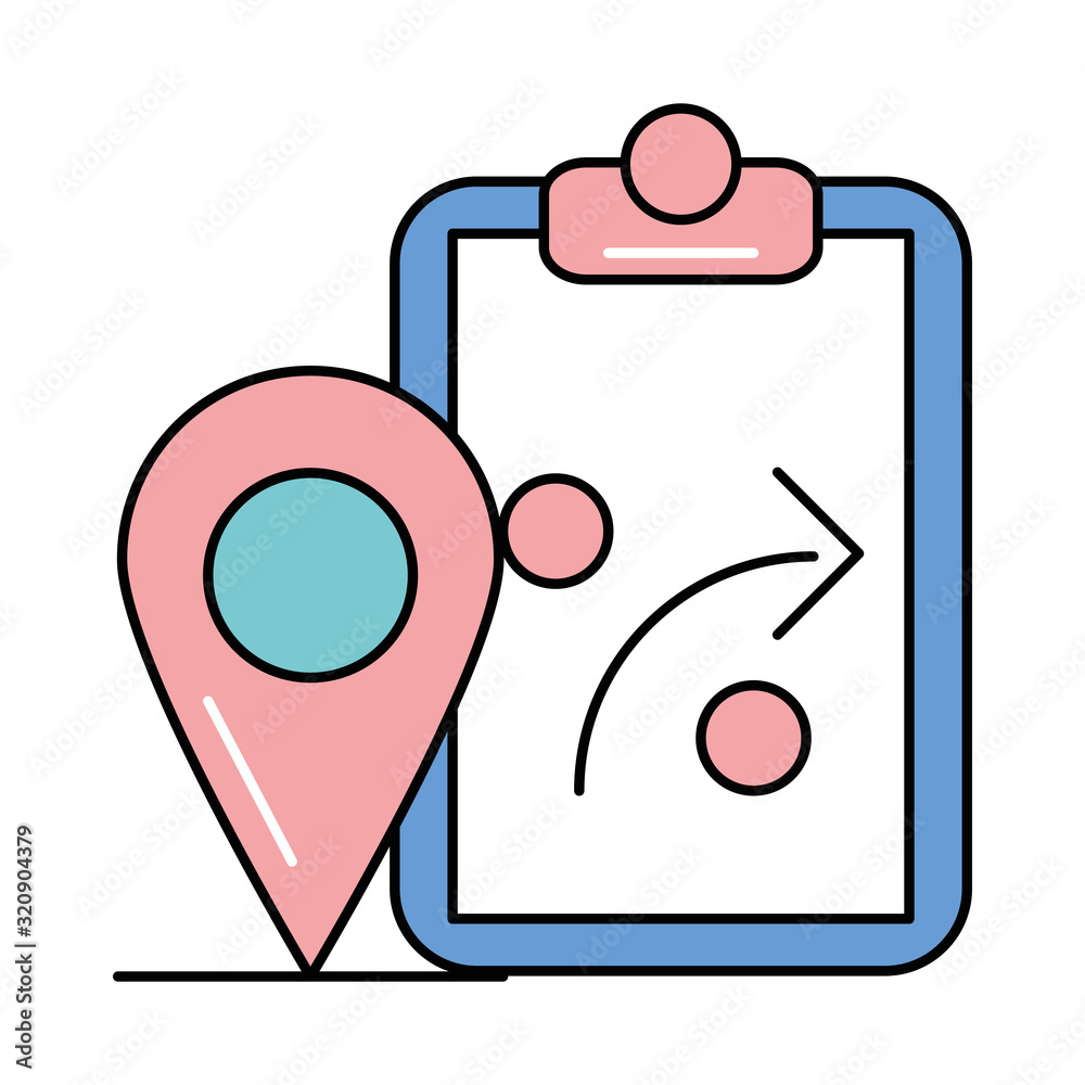 Sticker pin pointer location with checklist