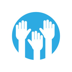 Isolated help hands inside circle vector design