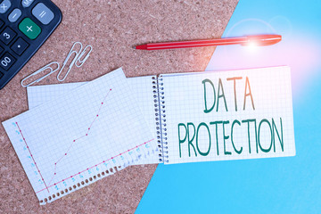 Handwriting text writing Data Protection. Conceptual photo legal control over access and use of...