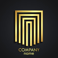 3d golden linear shape geometric square logo