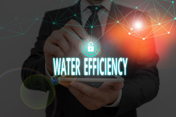 Handwriting text writing Water Efficiency. Conceptual photo reduce water wastage by measuring...