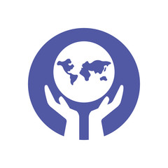 Isolated help hands and world vector design