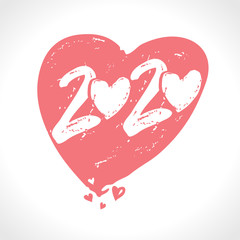 Big gentle Heart 2020. Happy Valentine's Day 2020. Valentines day 2020 holidays typography print, postcard, t-shirt and more. Vector illustration