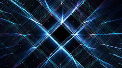 Geometric abstract background. Modern wallpaper. Futuristic neon hi-tech background. Square grid texture.