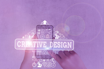 Writing note showing Creative Design. Business concept for subset of visual communication and...
