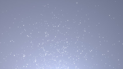 Bright white bokeh lights abstract background. Flying silver particles or dust. Vivid lightning. Merry christmas design. Blurred light dots.