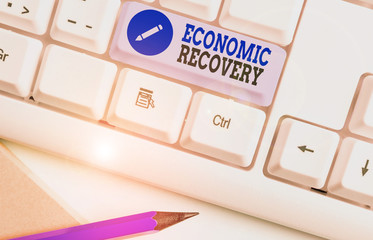 Word writing text Economic Recovery. Business photo showcasing rise of business activity signaling...