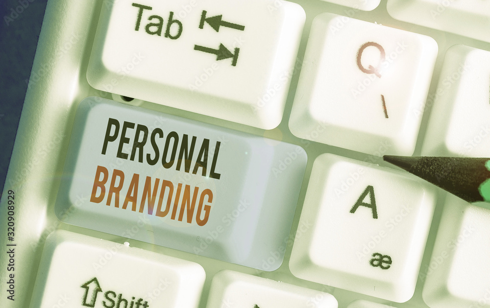 Fototapete word writing text personal branding. business photo showcasing process of creating a recognizable pr