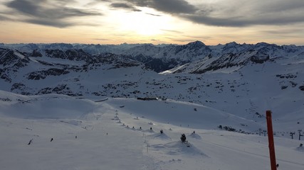 winter landscape with mountains and snow