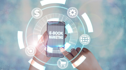 Handwriting text writing E Book Marketing. Conceptual photo digital file that can be used on any compatible computer